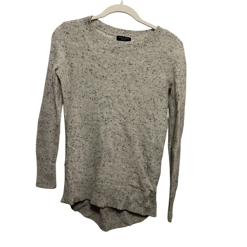 Rag & Bone Tunic Sweater‎ Women's XS light Gray Black Speckled 100% Cashmere